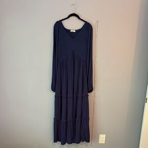 Chic Long Sleeve Navy Dress